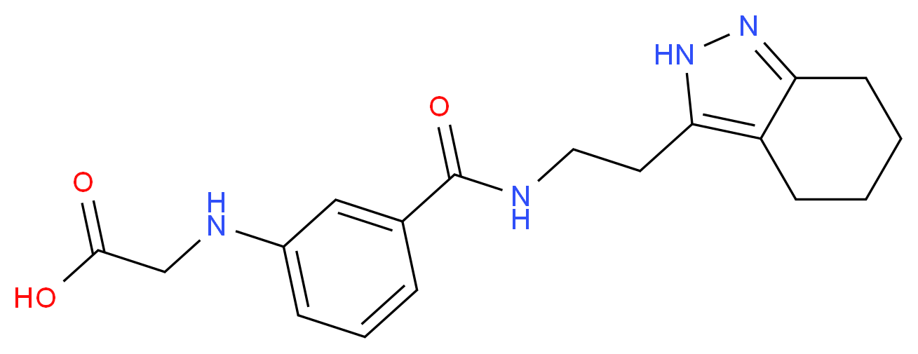 {[3-({[2-(4,5,6,7-tetrahydro-2H-indazol-3-yl)ethyl]amino}carbonyl)phenyl]amino}acetic acid_分子结构_CAS_)