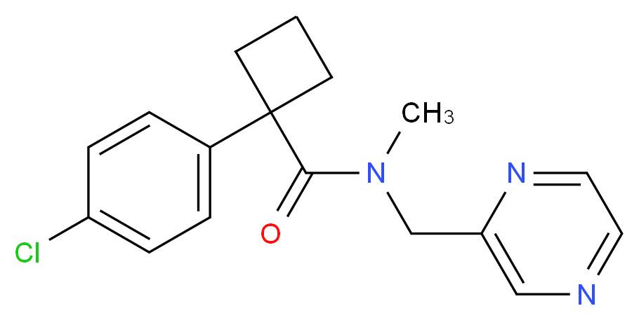 1-(4-chlorophenyl)-N-methyl-N-(pyrazin-2-ylmethyl)cyclobutanecarboxamide_分子结构_CAS_)