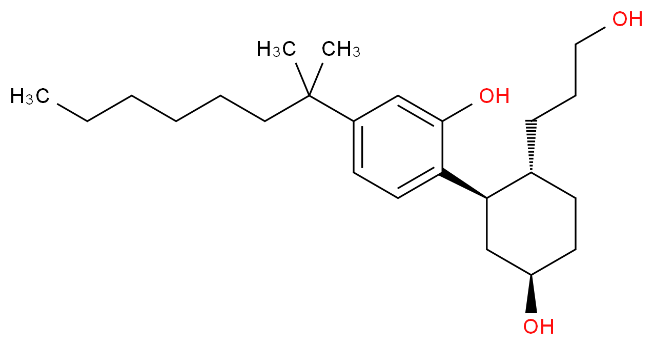 2-[(1R,2R,5R)-5-hydroxy-2-(3-hydroxypropyl)cyclohexyl]-5-(2-methyloctan-2-yl)phenol_分子结构_CAS_702681-67-2