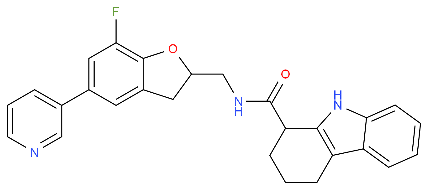 N-{[7-fluoro-5-(3-pyridinyl)-2,3-dihydro-1-benzofuran-2-yl]methyl}-2,3,4,9-tetrahydro-1H-carbazole-1-carboxamide_分子结构_CAS_)