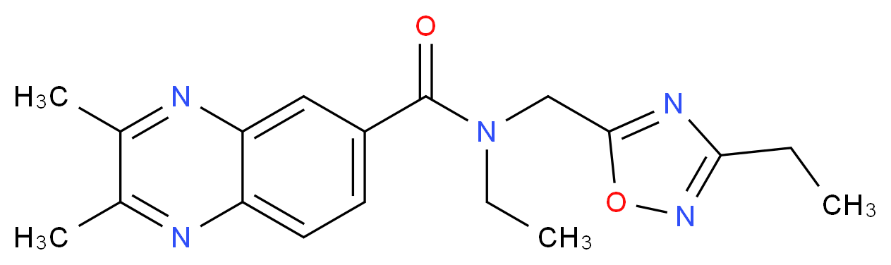N-ethyl-N-[(3-ethyl-1,2,4-oxadiazol-5-yl)methyl]-2,3-dimethylquinoxaline-6-carboxamide_分子结构_CAS_)
