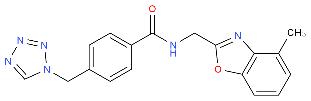 N-[(4-methyl-1,3-benzoxazol-2-yl)methyl]-4-(1H-tetrazol-1-ylmethyl)benzamide_分子结构_CAS_)