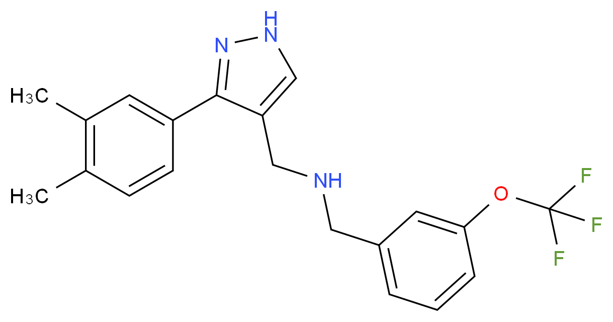 1-[3-(3,4-dimethylphenyl)-1H-pyrazol-4-yl]-N-[3-(trifluoromethoxy)benzyl]methanamine_分子结构_CAS_)