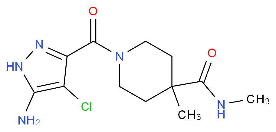 1-[(5-amino-4-chloro-1H-pyrazol-3-yl)carbonyl]-N,4-dimethylpiperidine-4-carboxamide_分子结构_CAS_)