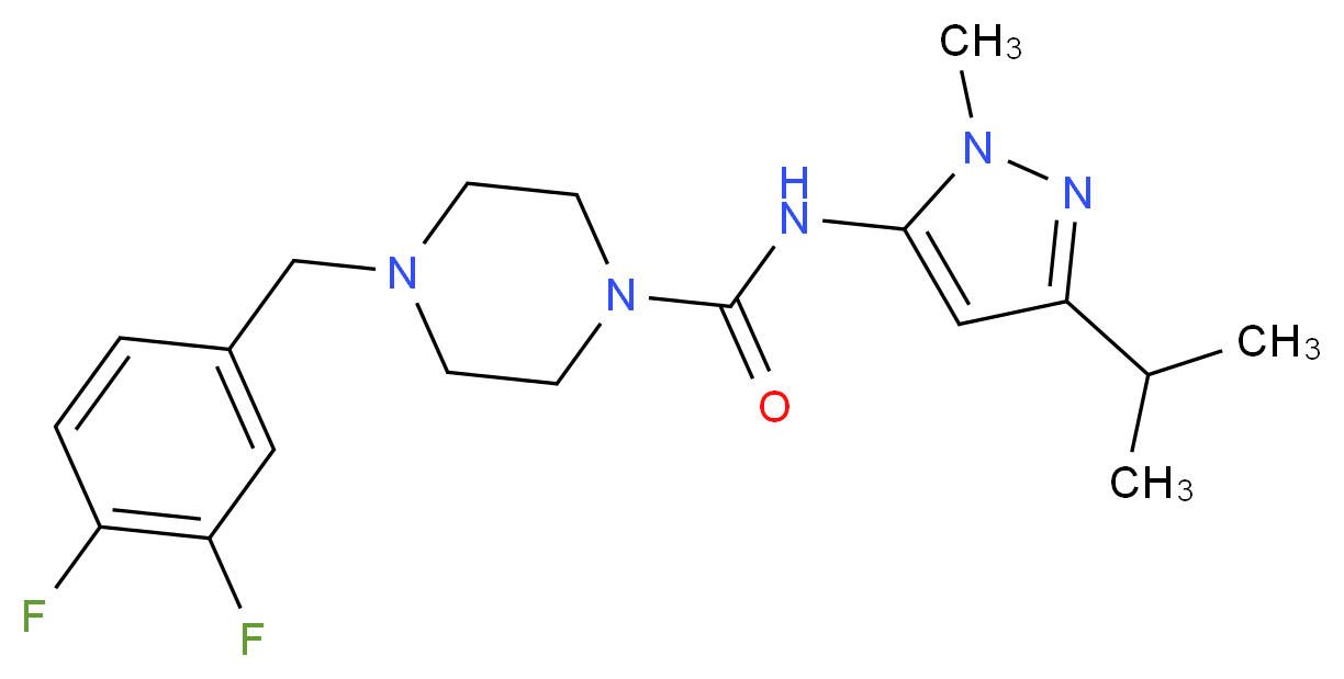 4-(3,4-difluorobenzyl)-N-(3-isopropyl-1-methyl-1H-pyrazol-5-yl)piperazine-1-carboxamide_分子结构_CAS_)