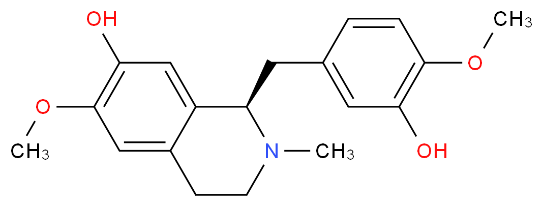 (1R)-1-[(3-hydroxy-4-methoxyphenyl)methyl]-6-methoxy-2-methyl-1,2,3,4-tetrahydroisoquinolin-7-ol_分子结构_CAS_3968-19-2
