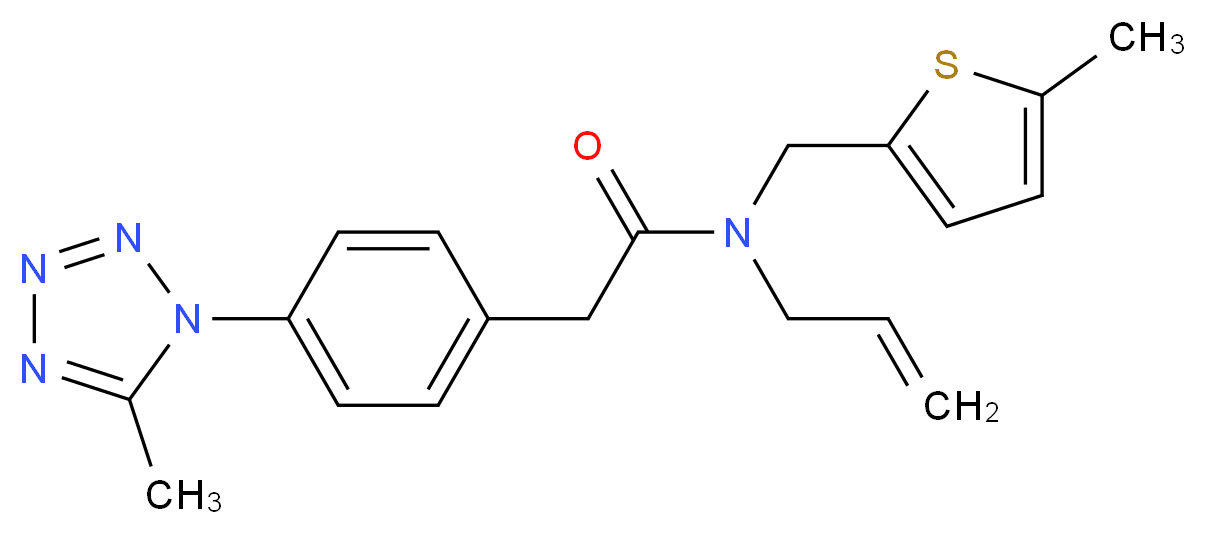 N-allyl-2-[4-(5-methyl-1H-tetrazol-1-yl)phenyl]-N-[(5-methyl-2-thienyl)methyl]acetamide_分子结构_CAS_)