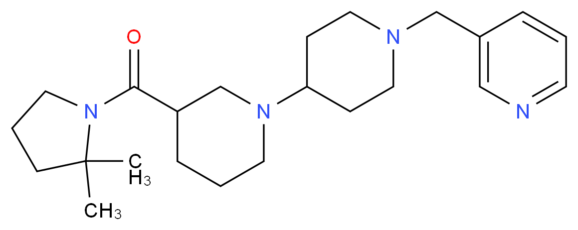 3-[(2,2-dimethylpyrrolidin-1-yl)carbonyl]-1'-(pyridin-3-ylmethyl)-1,4'-bipiperidine_分子结构_CAS_)