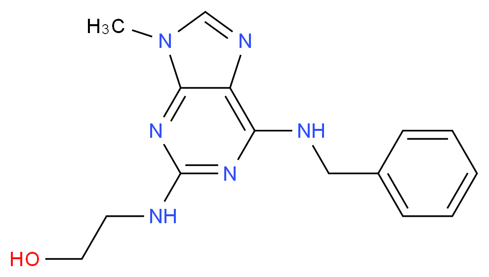 2-{[6-(benzylamino)-9-methyl-9H-purin-2-yl]amino}ethan-1-ol_分子结构_CAS_101622-51-9