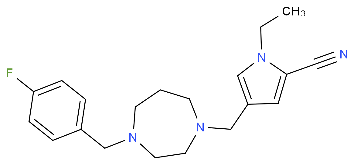 1-ethyl-4-{[4-(4-fluorobenzyl)-1,4-diazepan-1-yl]methyl}-1H-pyrrole-2-carbonitrile_分子结构_CAS_)