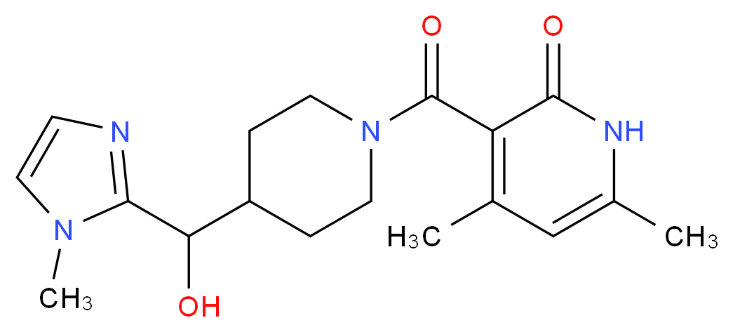 3-({4-[hydroxy(1-methyl-1H-imidazol-2-yl)methyl]-1-piperidinyl}carbonyl)-4,6-dimethyl-2(1H)-pyridinone_分子结构_CAS_)