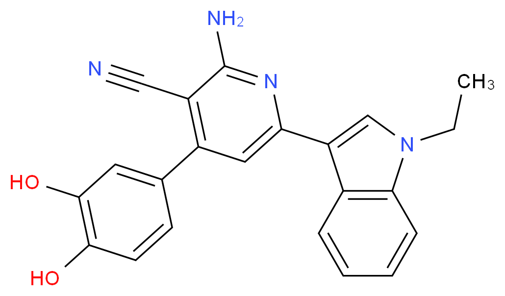 2-amino-4-(3,4-dihydroxyphenyl)-6-(1-ethyl-1H-indol-3-yl)nicotinonitrile_分子结构_CAS_)