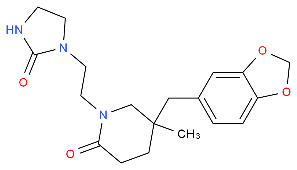 5-(1,3-benzodioxol-5-ylmethyl)-5-methyl-1-[2-(2-oxoimidazolidin-1-yl)ethyl]piperidin-2-one_分子结构_CAS_)