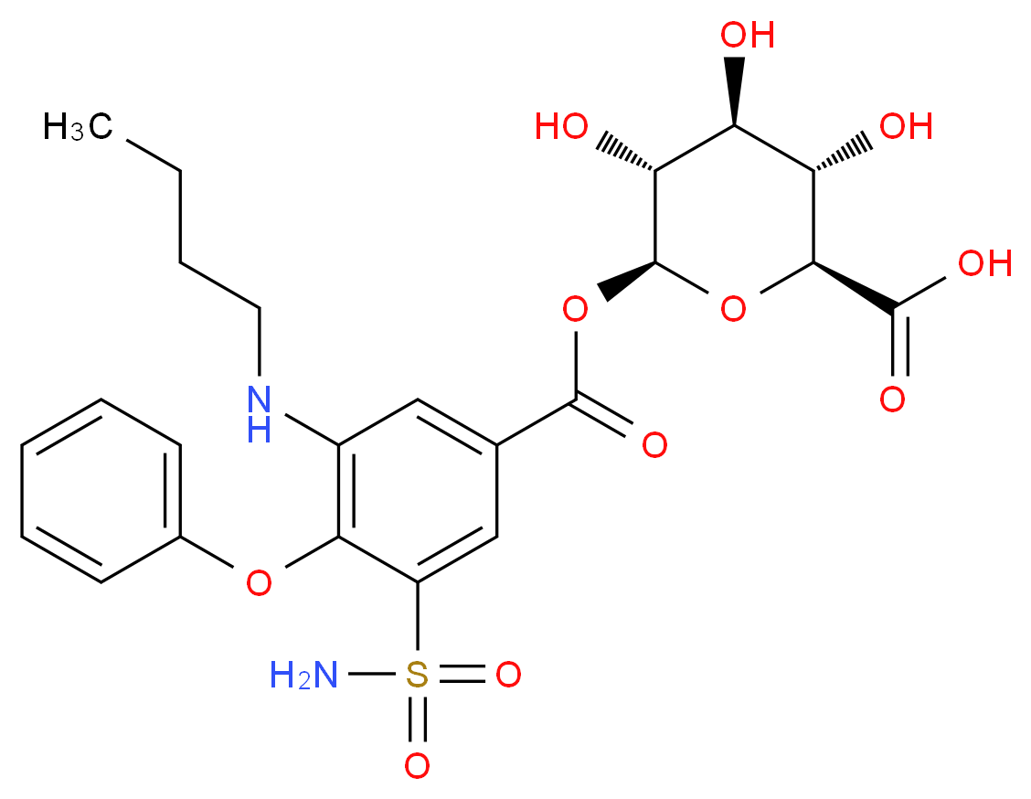 (2S,3S,4S,5R,6S)-6-[3-(butylamino)-4-phenoxy-5-sulfamoylbenzoyloxy]-3,4,5-trihydroxyoxane-2-carboxylic acid_分子结构_CAS_102623-14-3