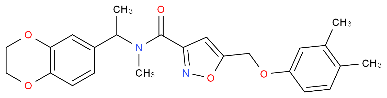 N-[1-(2,3-dihydro-1,4-benzodioxin-6-yl)ethyl]-5-[(3,4-dimethylphenoxy)methyl]-N-methyl-3-isoxazolecarboxamide_分子结构_CAS_)