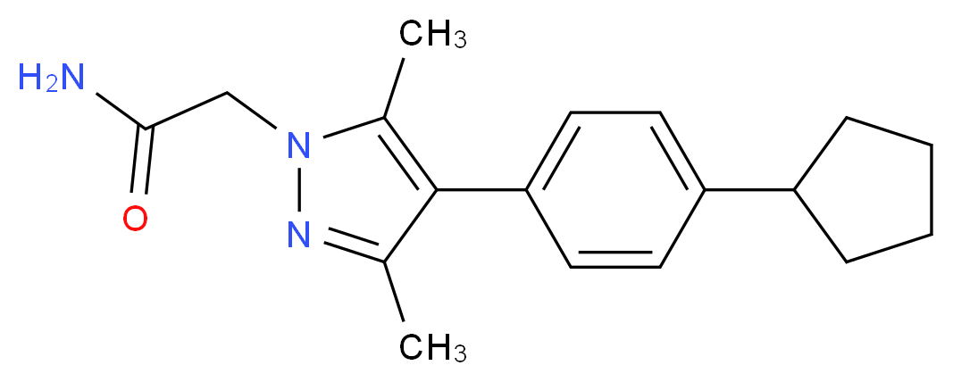 2-[4-(4-cyclopentylphenyl)-3,5-dimethyl-1H-pyrazol-1-yl]acetamide_分子结构_CAS_)