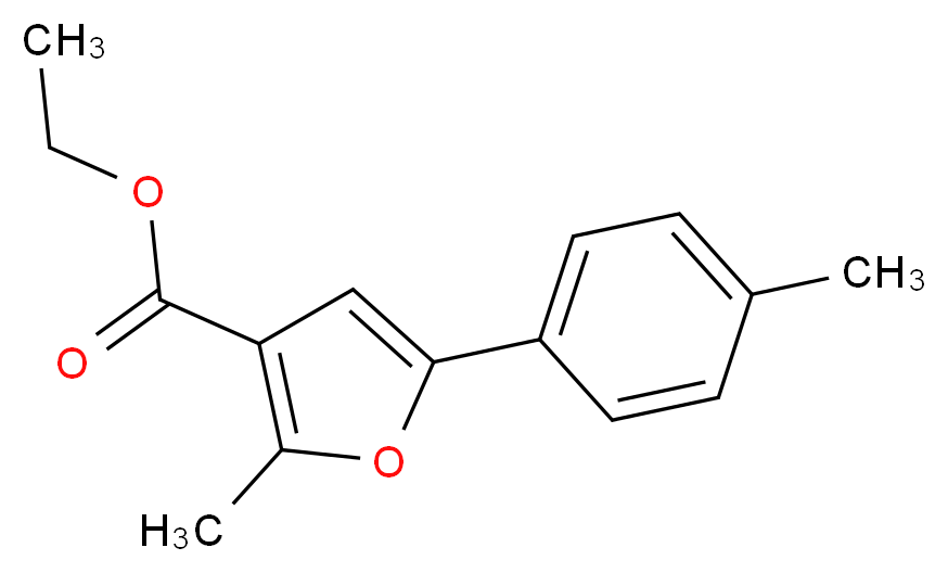 ethyl 2-methyl-5-(4-methylphenyl)-3-furoate_分子结构_CAS_4302-54-9)