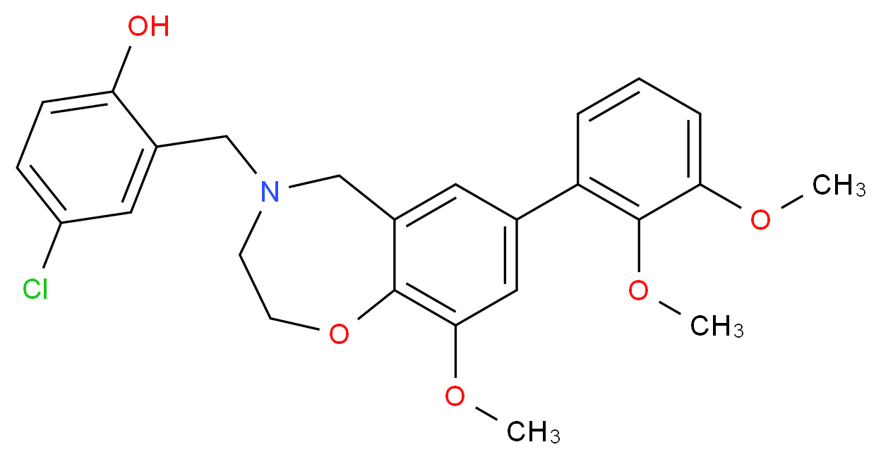 4-chloro-2-{[7-(2,3-dimethoxyphenyl)-9-methoxy-2,3-dihydro-1,4-benzoxazepin-4(5H)-yl]methyl}phenol_分子结构_CAS_)