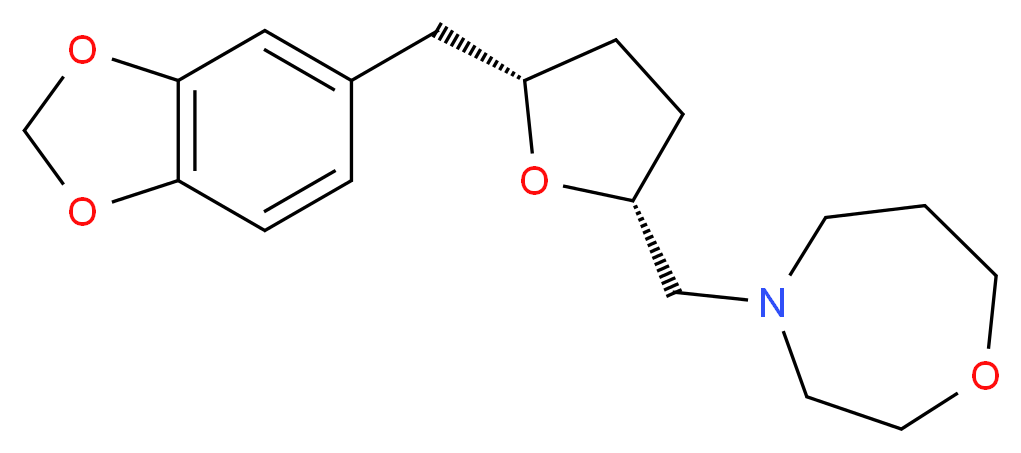 4-{[(2R*,5S*)-5-(1,3-benzodioxol-5-ylmethyl)tetrahydrofuran-2-yl]methyl}-1,4-oxazepane_分子结构_CAS_)