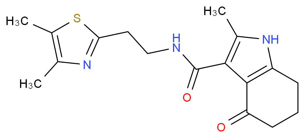 N-[2-(4,5-dimethyl-1,3-thiazol-2-yl)ethyl]-2-methyl-4-oxo-4,5,6,7-tetrahydro-1H-indole-3-carboxamide_分子结构_CAS_)