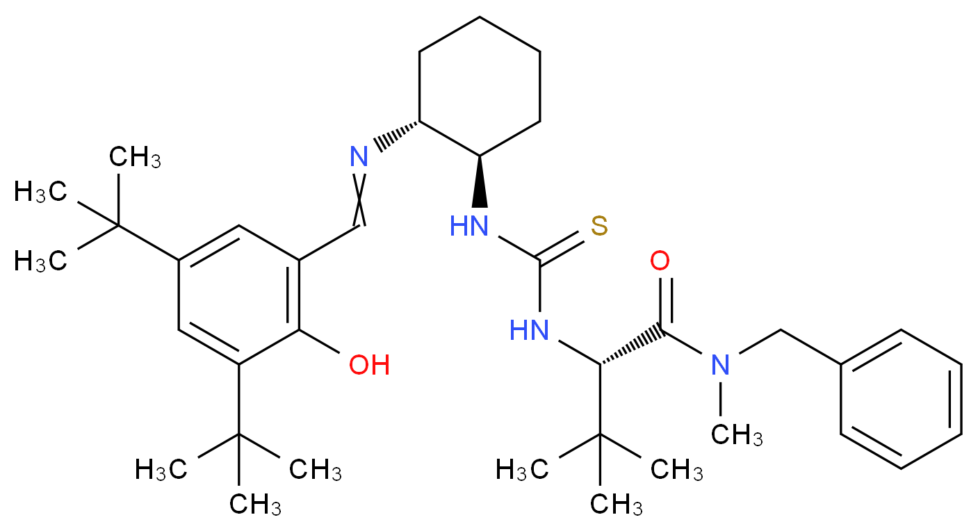 (S)-2-[[(1R,2R)-2-[[[3,5-双(叔丁基)-2-羟苯基]亚甲基]氨基]环己基]硫脲基]-N-苄基-N,3,3-三甲基丁酰胺_分子结构_CAS_479423-24-0)