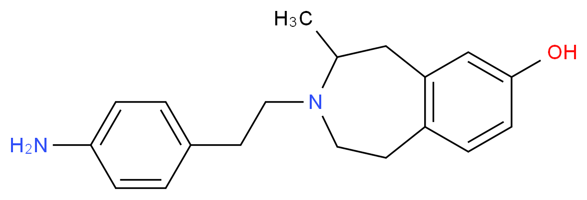 3-[2-(4-aminophenyl)ethyl]-4-methyl-2,3,4,5-tetrahydro-1H-3-benzazepin-7-ol_分子结构_CAS_53716-46-4