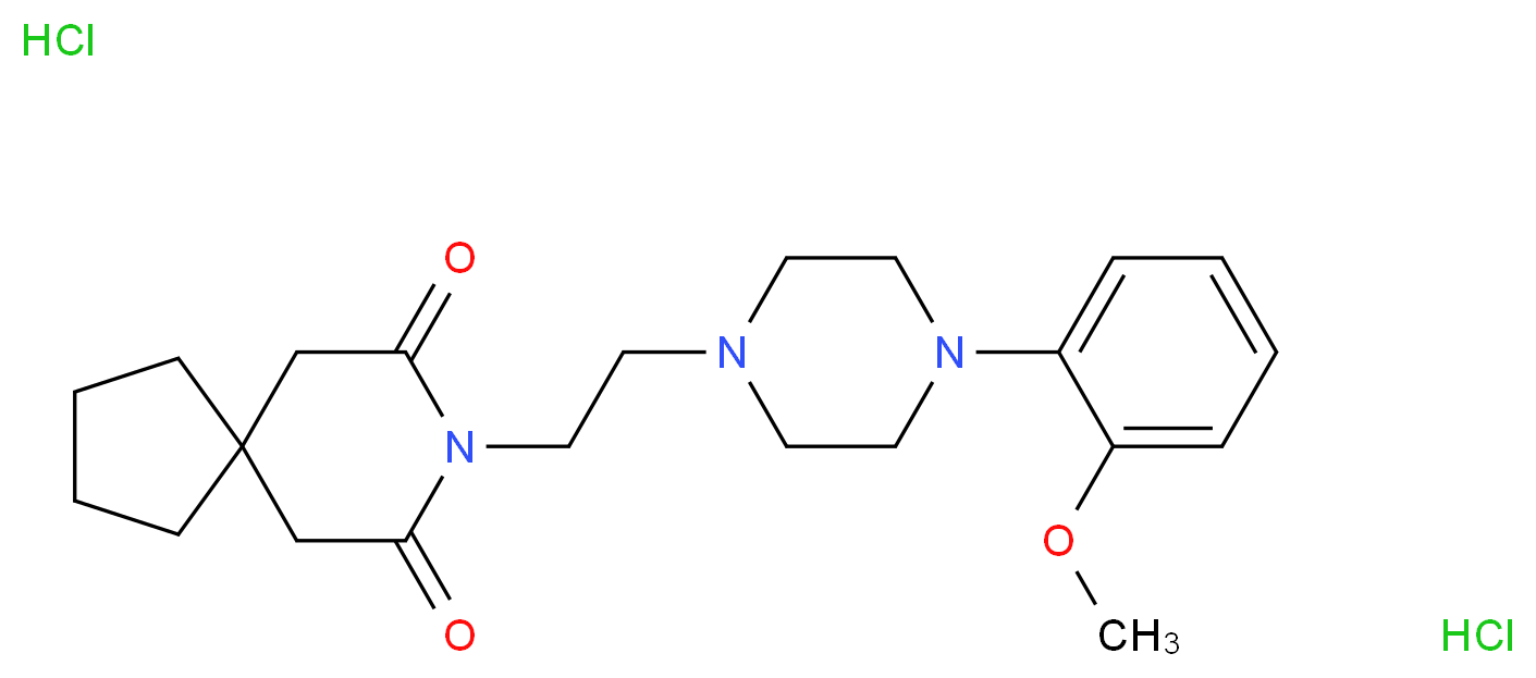 8-{2-[4-(2-methoxyphenyl)piperazin-1-yl]ethyl}-8-azaspiro[4.5]decane-7,9-dione dihydrochloride_分子结构_CAS_21102-95-4