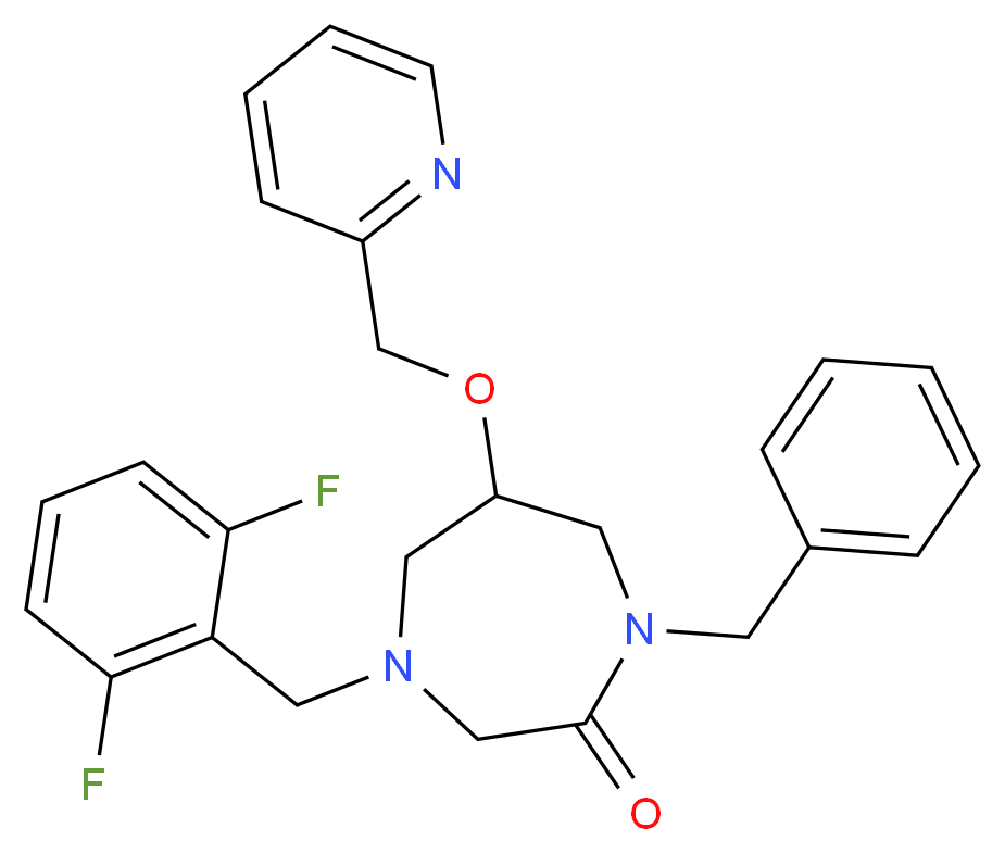 1-benzyl-4-(2,6-difluorobenzyl)-6-(2-pyridinylmethoxy)-1,4-diazepan-2-one_分子结构_CAS_)