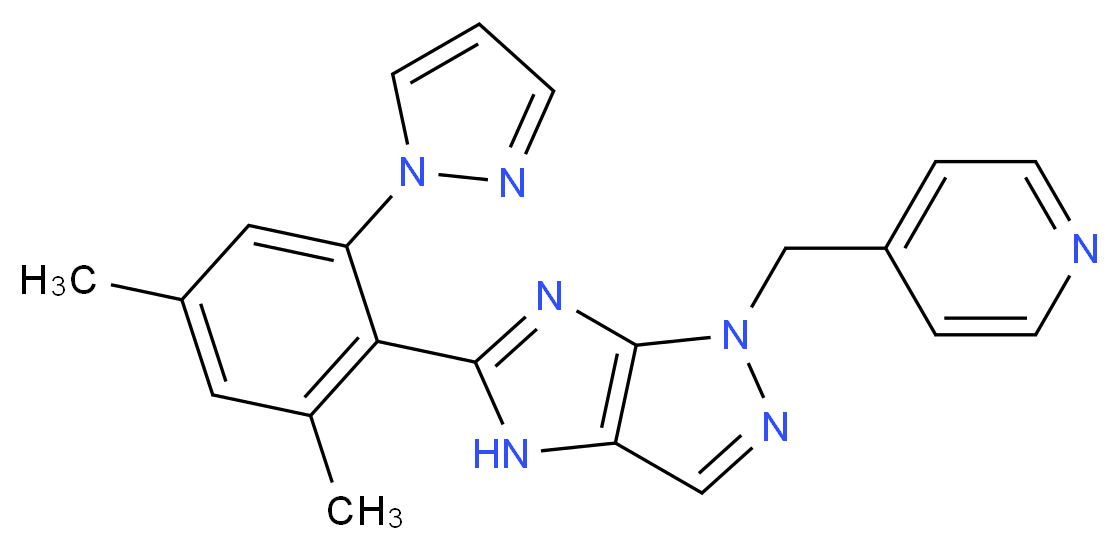 5-[2,4-dimethyl-6-(1H-pyrazol-1-yl)phenyl]-1-(4-pyridinylmethyl)-1,4-dihydroimidazo[4,5-c]pyrazole_分子结构_CAS_)