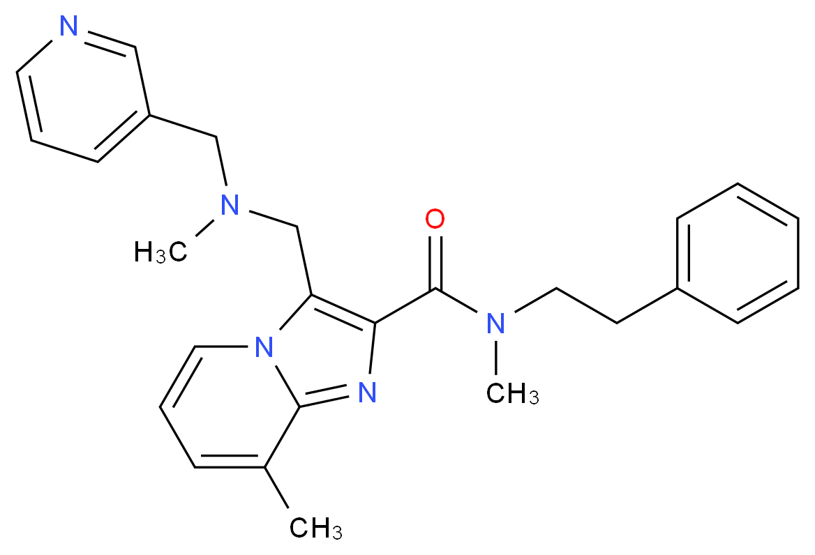 N,8-dimethyl-3-{[methyl(3-pyridinylmethyl)amino]methyl}-N-(2-phenylethyl)imidazo[1,2-a]pyridine-2-carboxamide_分子结构_CAS_)