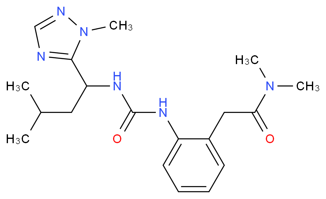 N,N-dimethyl-2-{2-[({[3-methyl-1-(1-methyl-1H-1,2,4-triazol-5-yl)butyl]amino}carbonyl)amino]phenyl}acetamide_分子结构_CAS_)