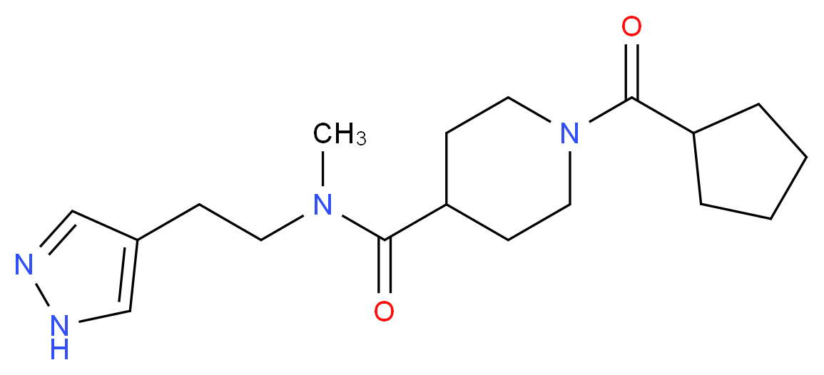 1-(cyclopentylcarbonyl)-N-methyl-N-[2-(1H-pyrazol-4-yl)ethyl]-4-piperidinecarboxamide_分子结构_CAS_)