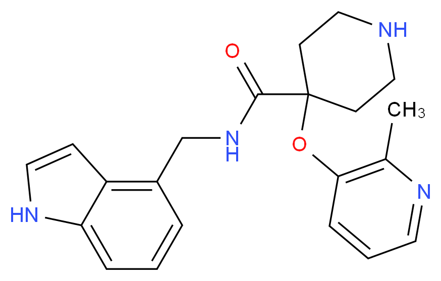 N-(1H-indol-4-ylmethyl)-4-[(2-methylpyridin-3-yl)oxy]piperidine-4-carboxamide_分子结构_CAS_)
