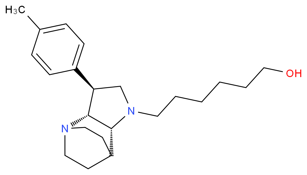 6-[(2R*,3S*,6R*)-3-(4-methylphenyl)-1,5-diazatricyclo[5.2.2.0~2,6~]undec-5-yl]-1-hexanol_分子结构_CAS_)