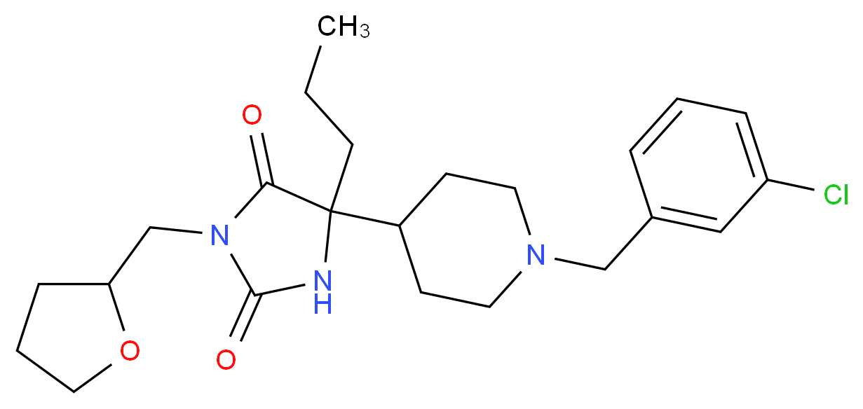 5-[1-(3-chlorobenzyl)-4-piperidinyl]-5-propyl-3-(tetrahydro-2-furanylmethyl)-2,4-imidazolidinedione_分子结构_CAS_)