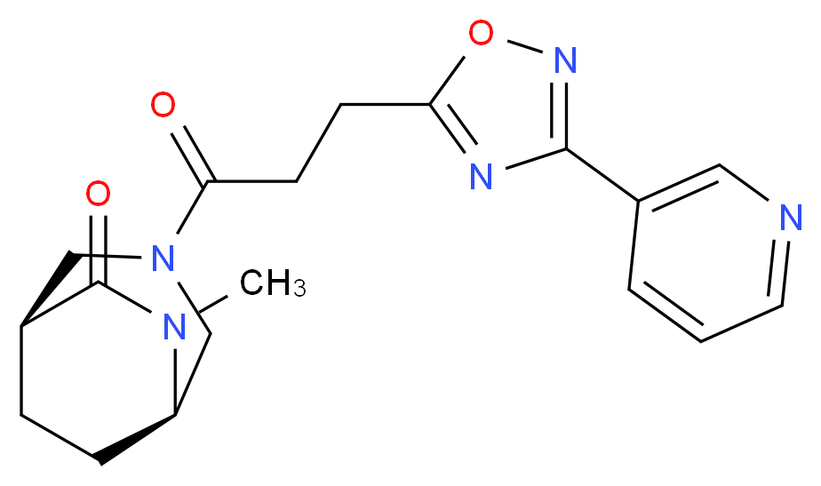 (1S*,5R*)-6-methyl-3-{3-[3-(3-pyridinyl)-1,2,4-oxadiazol-5-yl]propanoyl}-3,6-diazabicyclo[3.2.2]nonan-7-one_分子结构_CAS_)