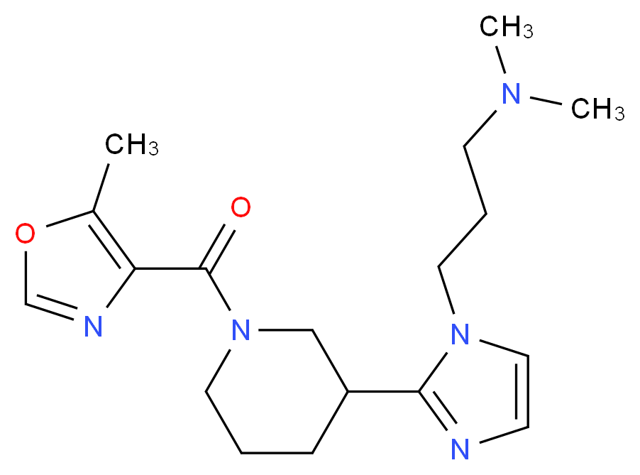 N,N-dimethyl-3-(2-{1-[(5-methyl-1,3-oxazol-4-yl)carbonyl]piperidin-3-yl}-1H-imidazol-1-yl)propan-1-amine_分子结构_CAS_)