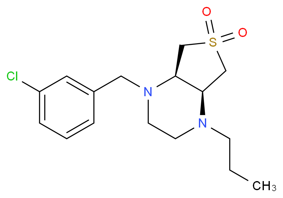 (4aS*,7aR*)-1-(3-chlorobenzyl)-4-propyloctahydrothieno[3,4-b]pyrazine 6,6-dioxide_分子结构_CAS_)