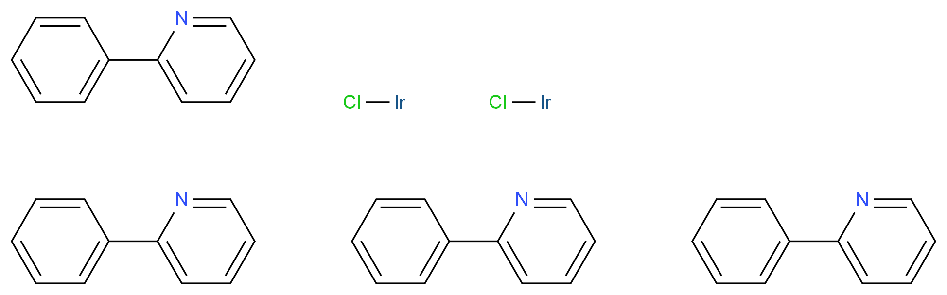 tetrakis(2-phenylpyridine); bis(chloroiridium)_分子结构_CAS_92220-65-0