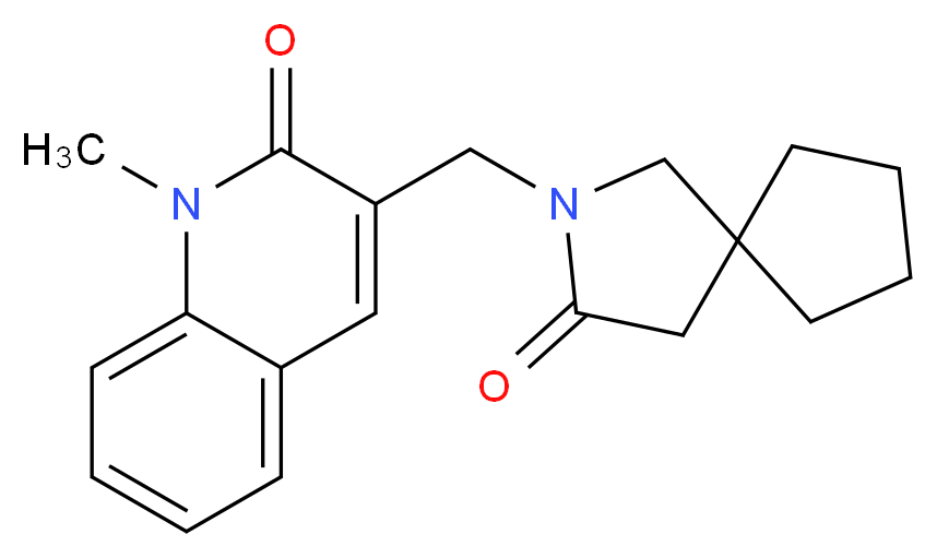 1-methyl-3-[(3-oxo-2-azaspiro[4.4]non-2-yl)methyl]quinolin-2(1H)-one_分子结构_CAS_)
