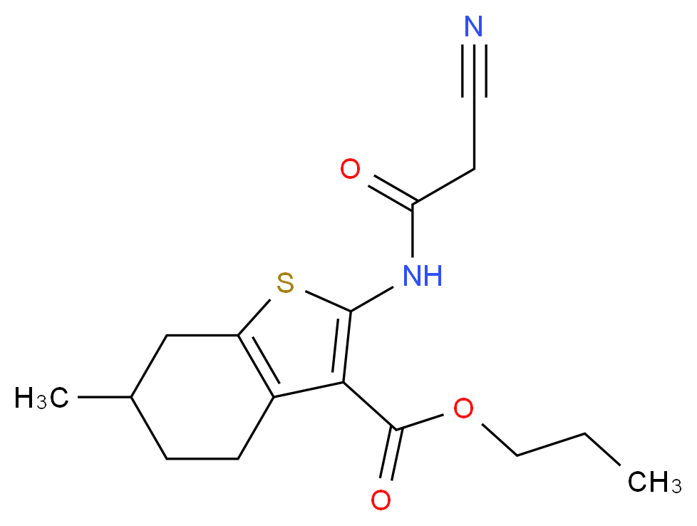 Propyl 2-[(cyanoacetyl)amino]-6-methyl-4,5,6,7-tetrahydro-1-benzothiophene-3-carboxylate_分子结构_CAS_)