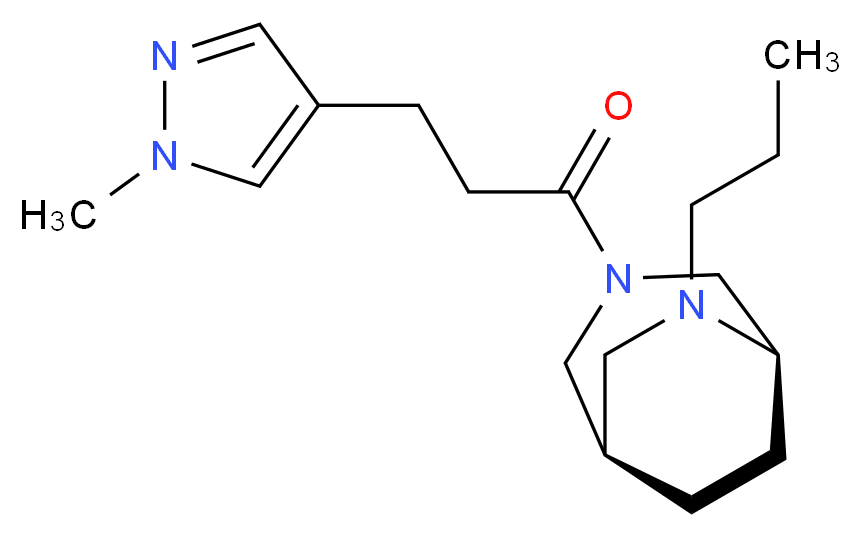 (1R*,5R*)-3-[3-(1-methyl-1H-pyrazol-4-yl)propanoyl]-6-propyl-3,6-diazabicyclo[3.2.2]nonane_分子结构_CAS_)