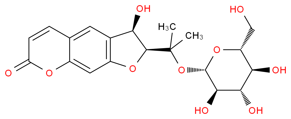 (2S,3R)-3-hydroxy-2-(2-{[(2S,3R,4S,5S,6R)-3,4,5-trihydroxy-6-(hydroxymethyl)oxan-2-yl]oxy}propan-2-yl)-2H,3H,7H-furo[3,2-g]chromen-7-one_分子结构_CAS_87592-77-6