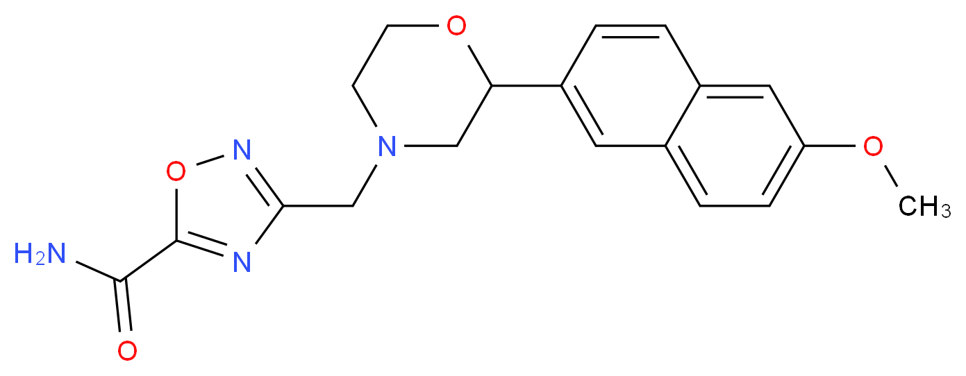3-{[2-(6-methoxy-2-naphthyl)morpholin-4-yl]methyl}-1,2,4-oxadiazole-5-carboxamide_分子结构_CAS_)