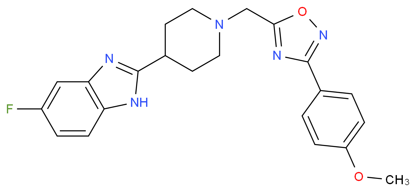 5-fluoro-2-(1-{[3-(4-methoxyphenyl)-1,2,4-oxadiazol-5-yl]methyl}-4-piperidinyl)-1H-benzimidazole_分子结构_CAS_)