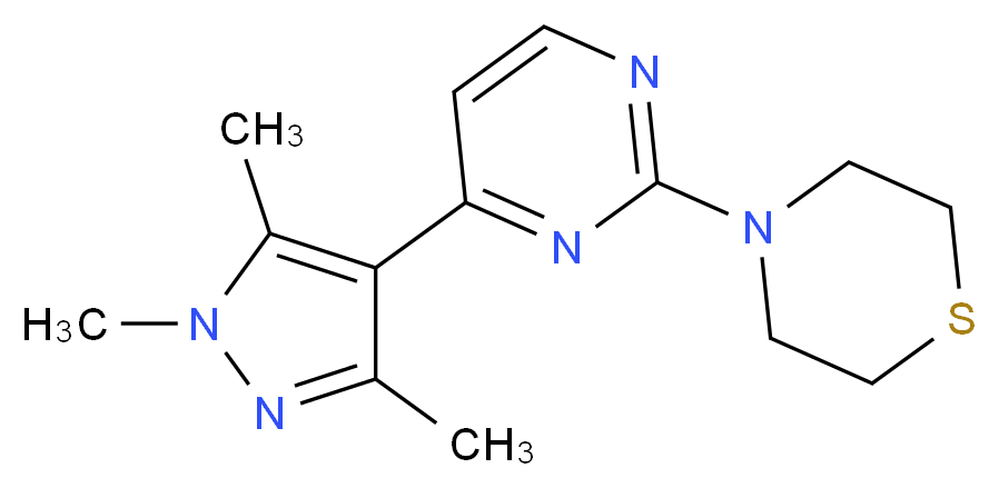 4-[4-(1,3,5-trimethyl-1H-pyrazol-4-yl)pyrimidin-2-yl]thiomorpholine_分子结构_CAS_)