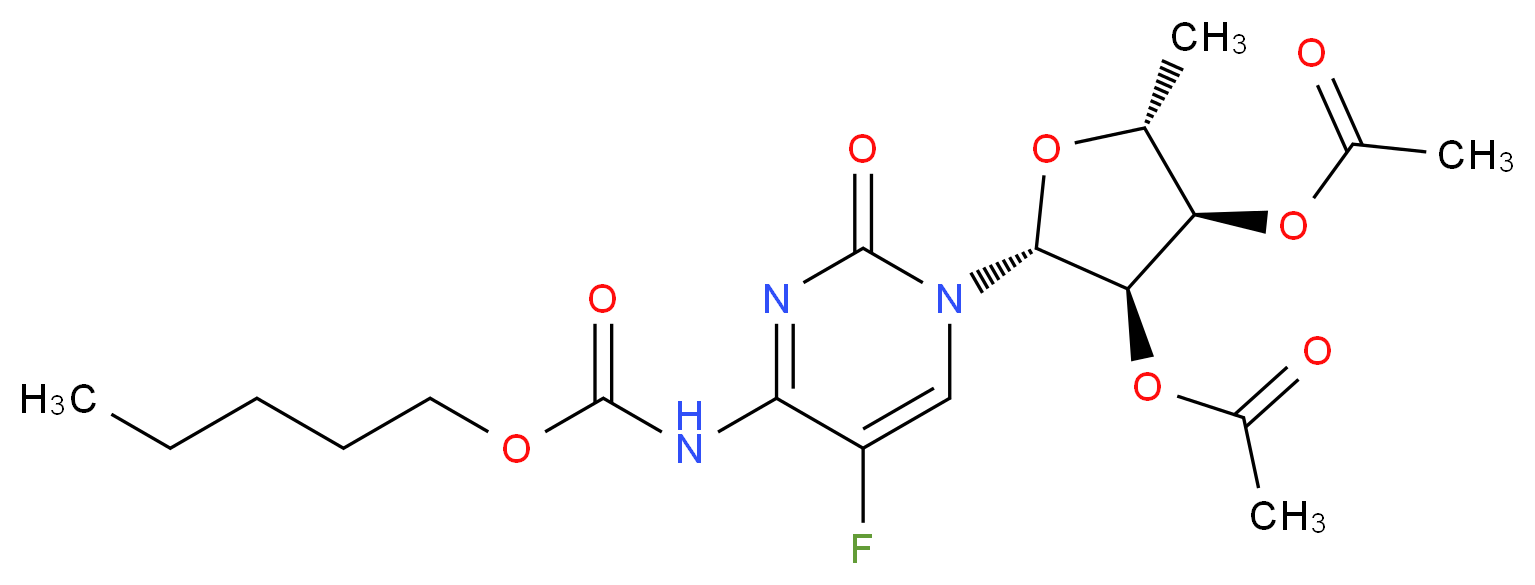 2',3'-Di-O-acetyl-5'-deoxy-5-fluoro-N4-(pentoxycarbonxyl)cytidine_分子结构_CAS_162204-20-8)