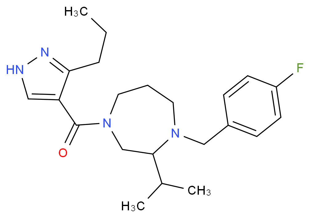 1-(4-fluorobenzyl)-2-isopropyl-4-[(3-propyl-1H-pyrazol-4-yl)carbonyl]-1,4-diazepane_分子结构_CAS_)