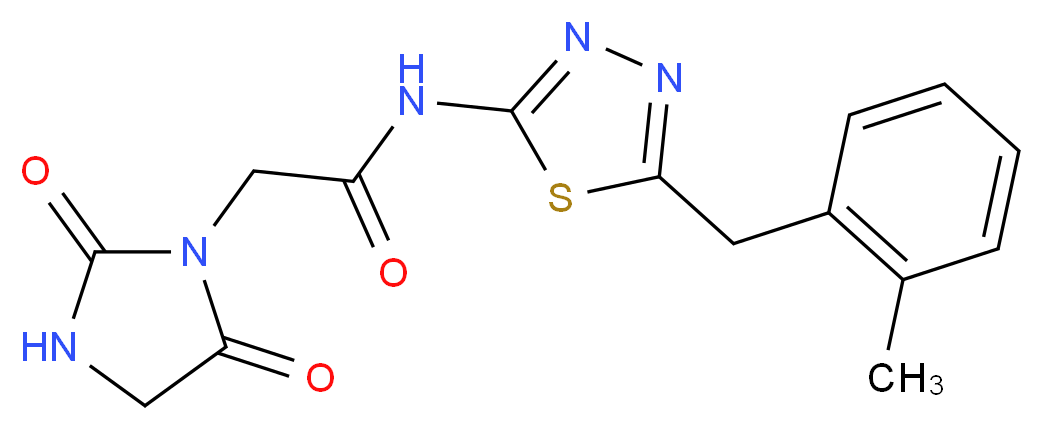 2-(2,5-dioxoimidazolidin-1-yl)-N-[5-(2-methylbenzyl)-1,3,4-thiadiazol-2-yl]acetamide_分子结构_CAS_)