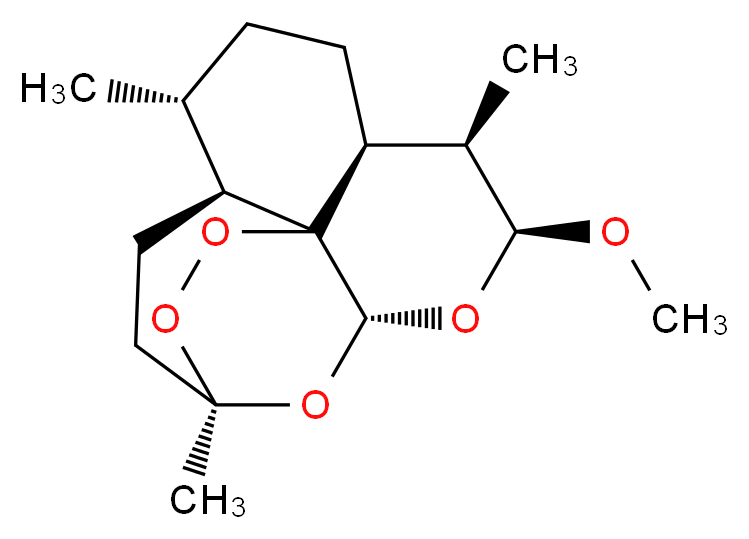 (1R,4S,5R,8S,9R,10S,12R)-10-methoxy-1,5,9-trimethyl-11,14,15,16-tetraoxatetracyclo[10.3.1.0<sup>4</sup>,<sup>1</sup><sup>3</sup>.0<sup>8</sup>,<sup>1</sup><sup>3</sup>]hexadecane_分子结构_CAS_71963-77-4